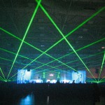 laser show beam grid over an audience