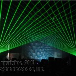 Laser beams around water screen