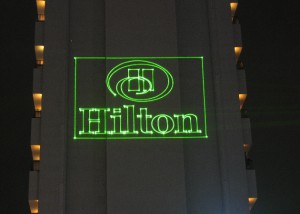 Hilton logo by laser