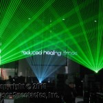 picture of laser words on a water screen