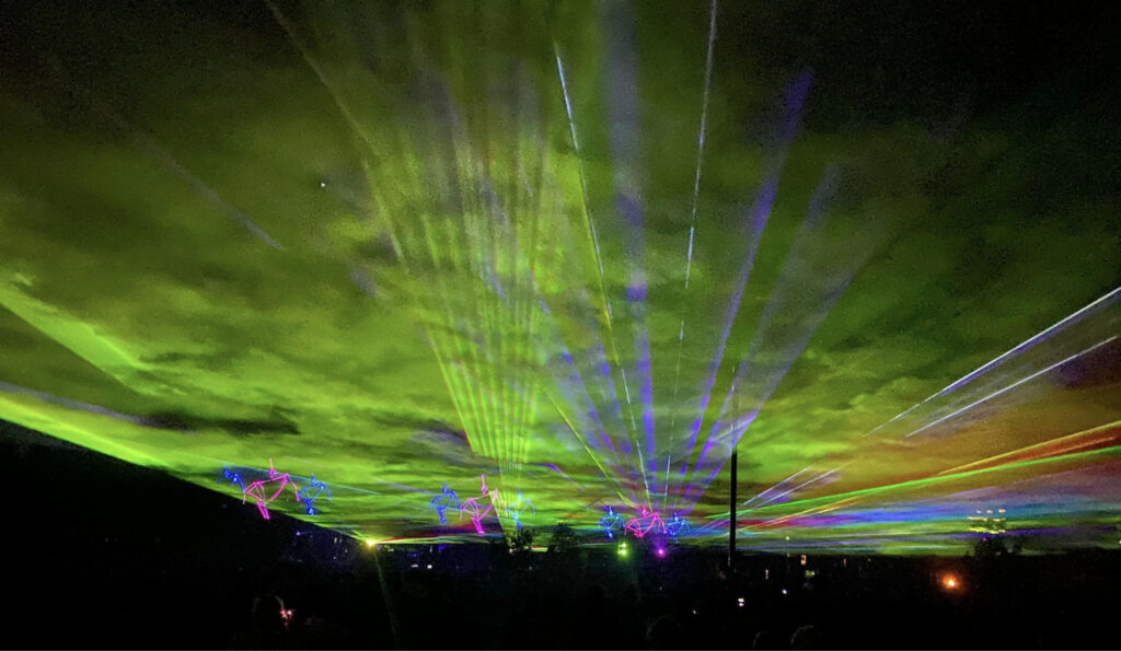 Panola College laser show beams