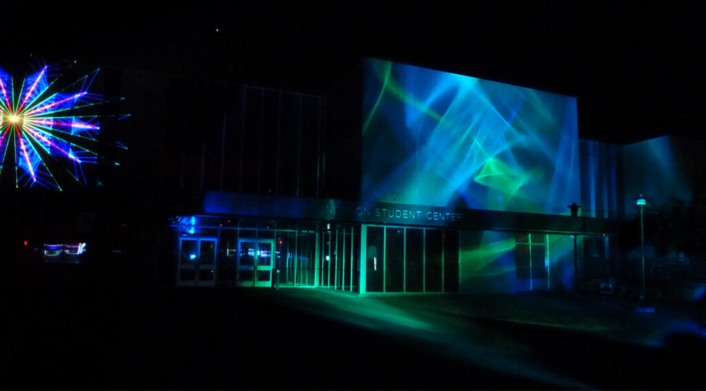Laser Lumia projected on center screen