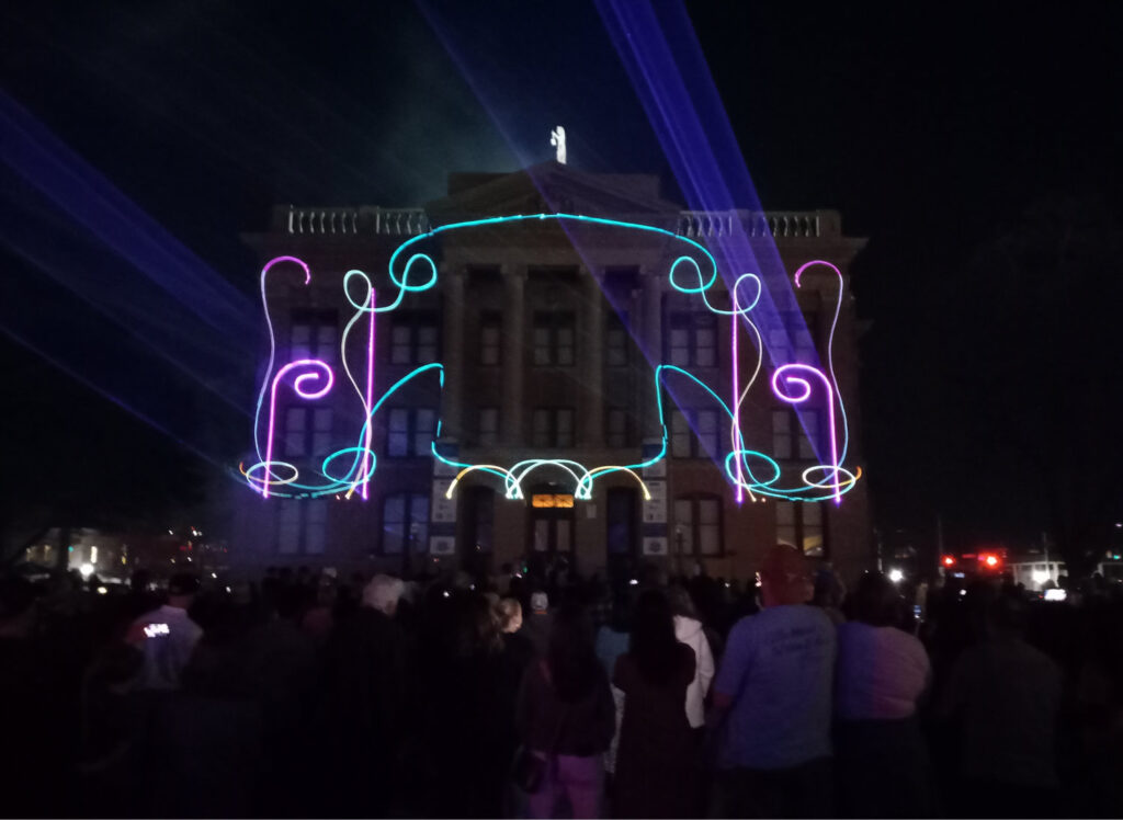 Williamson County 175th Celebration - courthouse in laser light